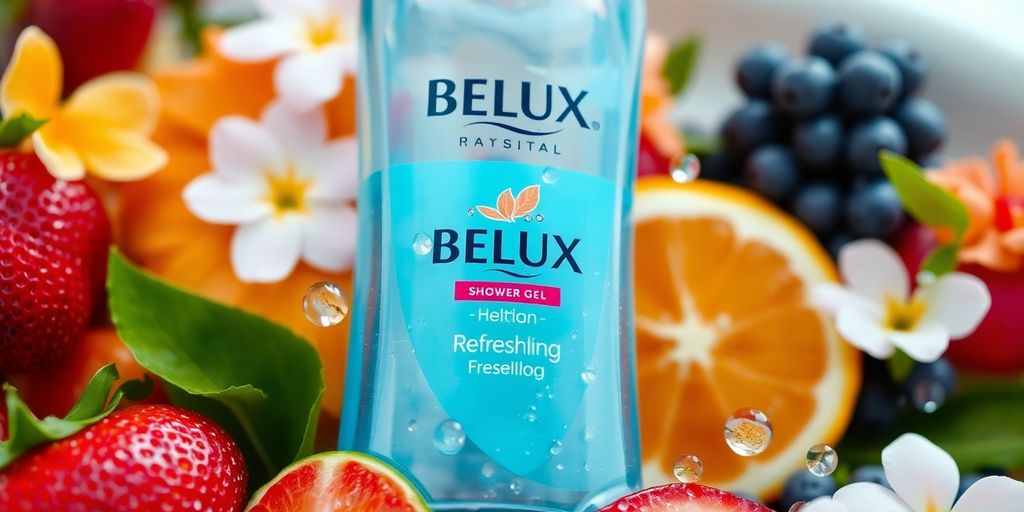 BeLUX Shower Gel with fruits and flowers, refreshing vibe.