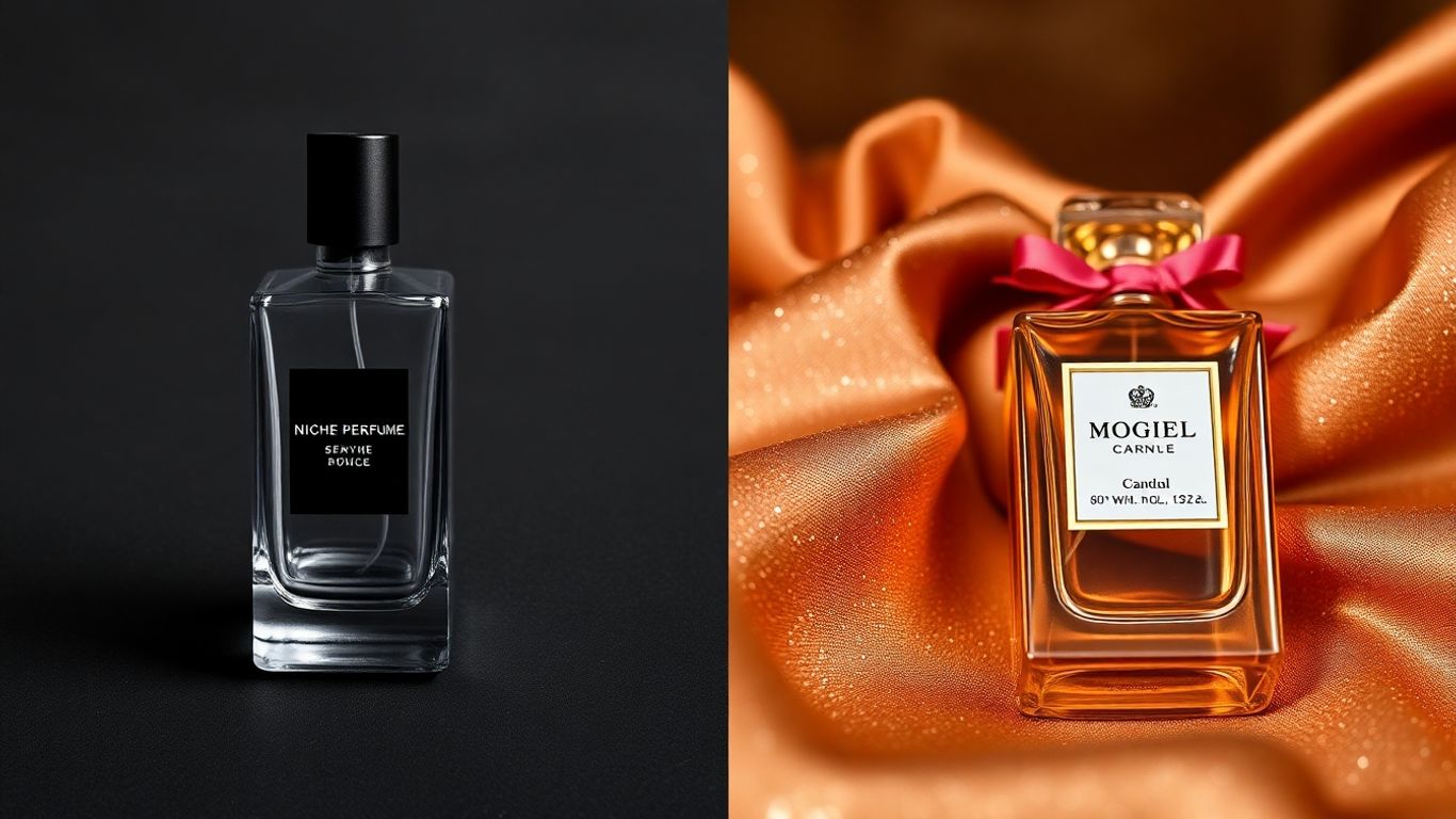 Niche perfume bottle versus designer perfume bottle.