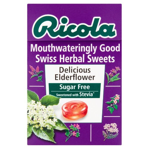 RICOLA SWISS HERBAL ELDERFLOWER SUGAR FREE 45G