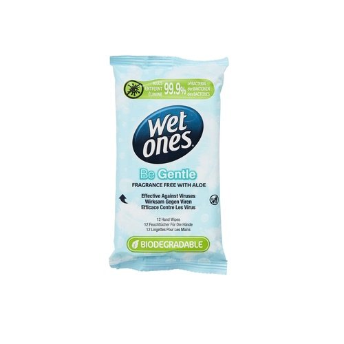WET ONES ANTIBACTERIAL HAND WIPES BE GENTLE 12'S
