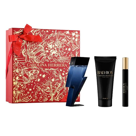 Carolina Herrera Bad Boy 100ml EDT Spray + 10ml  EDT Spray + 100ml Shower Gel Gift Set 2025