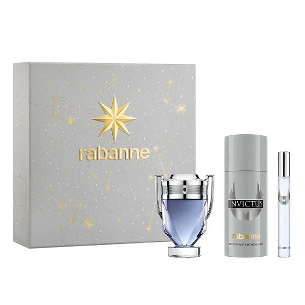 Paco Rabanne Invictus 100ml EDT Spray + 10ml EDT Spray + 150ml Deodorant Spray Gift Set 2025