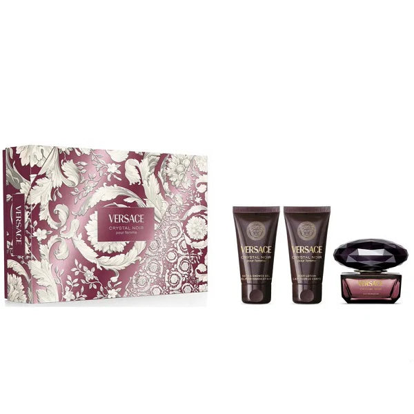 Versace Crystal Noir 50ml EDP Spray + 50ml Bath & Shower Gel + 50ml Body Lotion Gift Set 2025