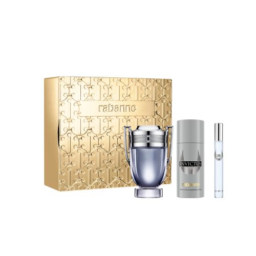 Paco Rabanne Invictus 100ml EDT Spray + 10ml EDT Spray + 150ml Deodorant Spray Gift Set 2024