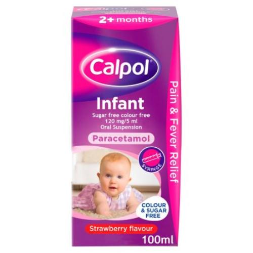 Calpol Infant 2+ Months Sugar Free Strawberry Flavour 100ml Oral Suspension