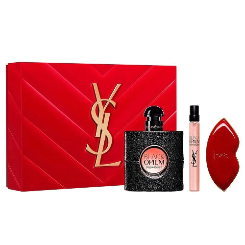 Yves Saint Laurent Black Opium 50ml EDP + 10ml EDP Spray + Red Lip Compact Mirror Gift Set