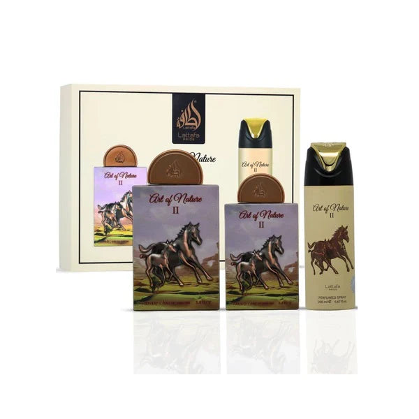Lattafa Pride Art Of Nature ll 100ml EDP Spray + 20ml EDP Spray + 200ml Perfumed Spray Gift Set