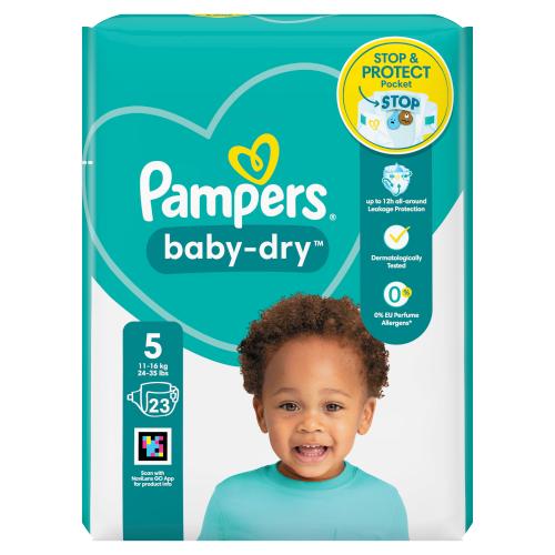 PAMPERS BABY DRY JUNIOR (5) 23 NAPPIES