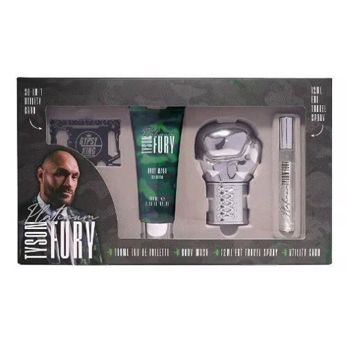 Tyson Fury Platinum 100ml EDT Spray + 100ml Shower Gel + 100ml Body Lotion + Mulity Utility Card Gift Set