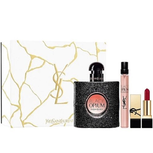 Yves Saint Laurent Black Opium 50ml EDP Spray + 10ml Edp + 1.3g Lipstick Gift Set