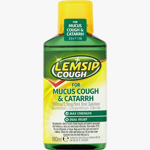 LEMSIP COUGH FOR MUCUS COUGH & CATARRH ORAL SOLUTION 180ML