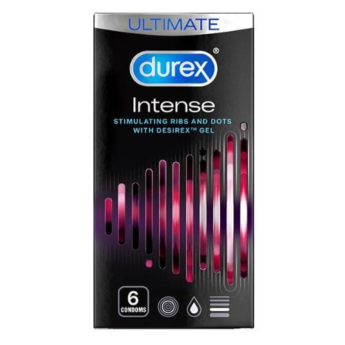 Durex Intense Stimulating Condoms With Desirex Gel - 6 Ribbed And Dotted Condoms