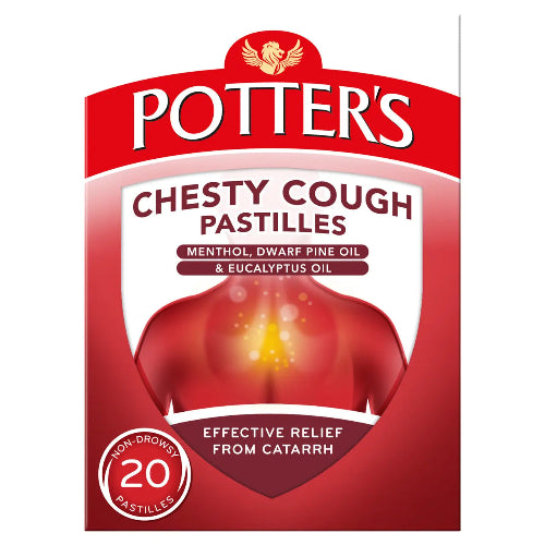 Potters Chesty Cough Pastilles Effective Relief From Catarrh - 20 Pastilles
