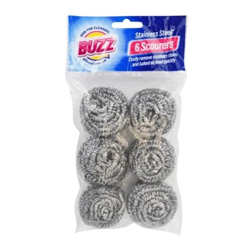 Buzz 6pk Stainless Steel Scourers