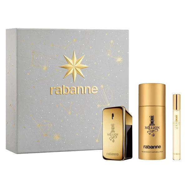 Paco Rabanne 1 Million 50ml EDT Spray + 10ml EDT Spray + 150ml Deodorant Spray Gift Set 2025