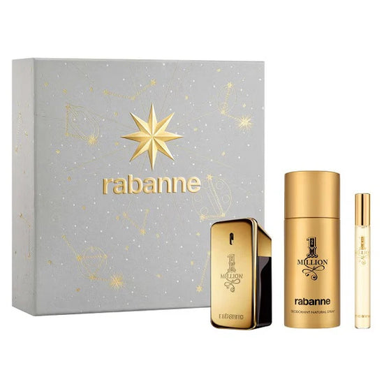 Paco Rabanne 1 Million 50ml EDT Spray + 10ml EDT Spray + 150ml Deodorant Spray Gift Set 2025