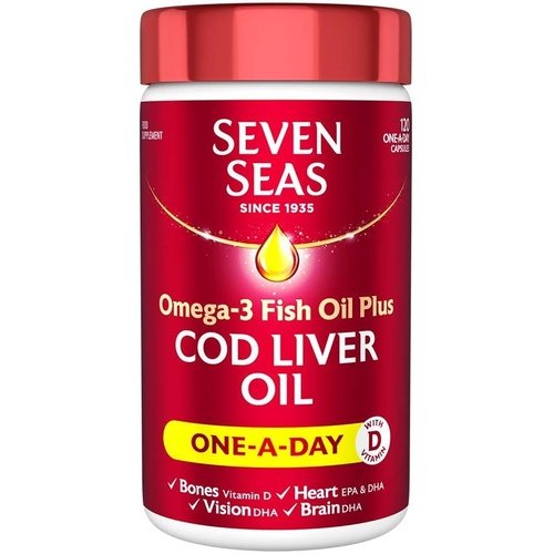 Seven Seas One-A-Day 120 Cod Liver Oil Omega-3 Fish Oil Plus Capsules