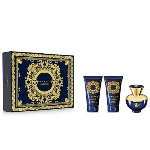 Versace Pour Femme Dylan Blue 50ml EDP Spray + 50ml Bath & Shower Gel + 50ml Body Lotion Gift Set 2023