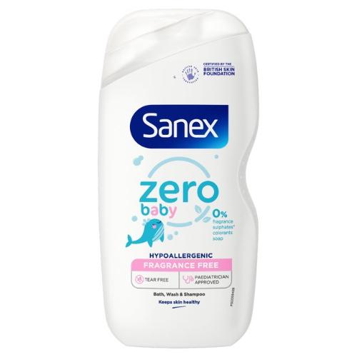 Sanex Zero% Baby 450ml Bath Foam & Shampoo Fragrance Free