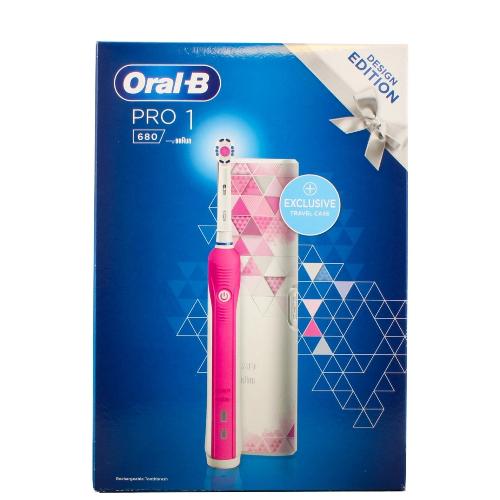 ORAL B PRO 1 680 PINK ELECTRIC TOOTHBRUSH & BONUS TRAVEL CASE