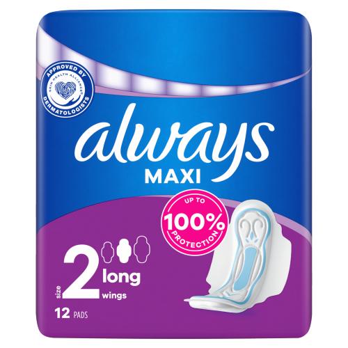 Always Maxi 12 Pads Long With Wings