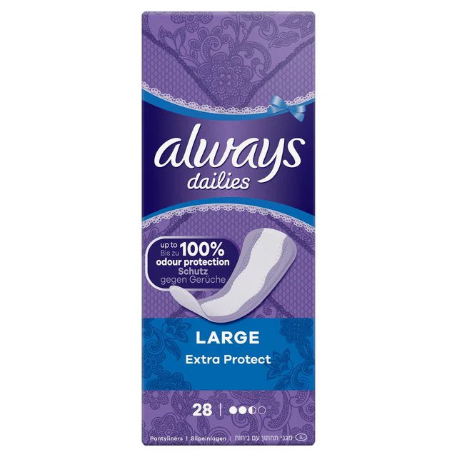 Always Dailies Extra Protect Large 28 Panty Liners