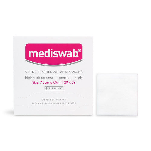 Mediswab Sterile Non Woven 7.5X7.5cm Pack Of  5 Swabs