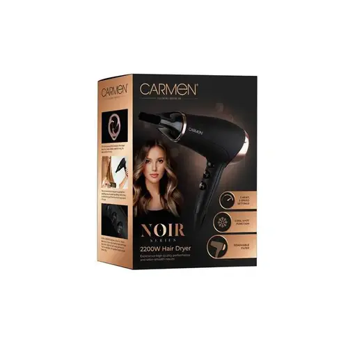 Carmen Noir Series Hair Dryer Black & Rose Gold (2200w)