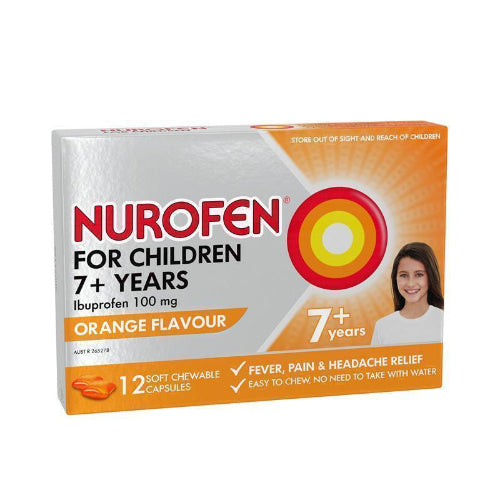 Nurofen Children 7+ Years Orange Soft Chewable Capsules 12S