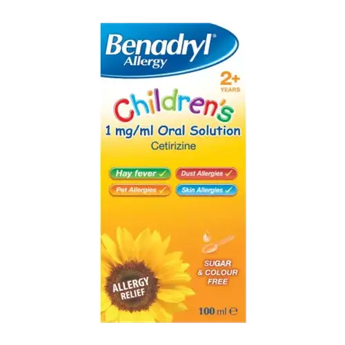 Benadryl Childrens 2years+ , 1Mg/Ml Oral Solution ,100ML