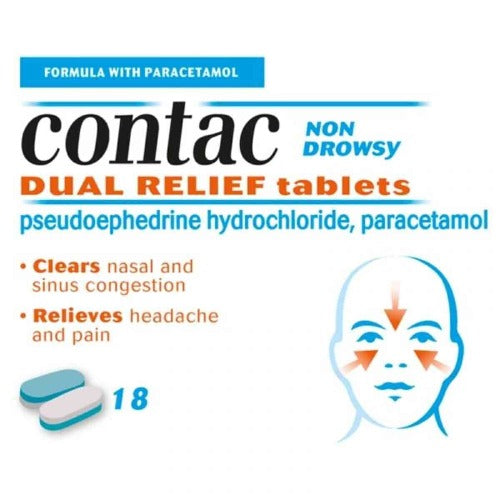 Contac Non Drowsy Dual Relief 18 Tablets
