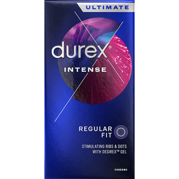 Durex Intense Stimulating Condoms With Desirex Gel - 12 Ribbed And Dotted Condom