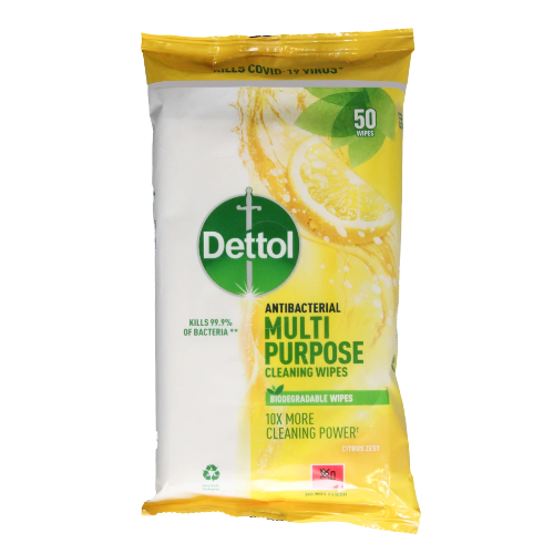 Dettol Antibacterial Multi Purpose 50 Cleaning Wipes Citrus