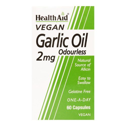 Health Aid Garlic Oil 2mg Odourless 60 Vegan Capsules