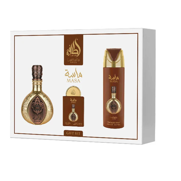 Lattafa Pride Masa 100ml EDP Spray + 20ml EDP Spray + 200ml Perfumed Spray Gift Set