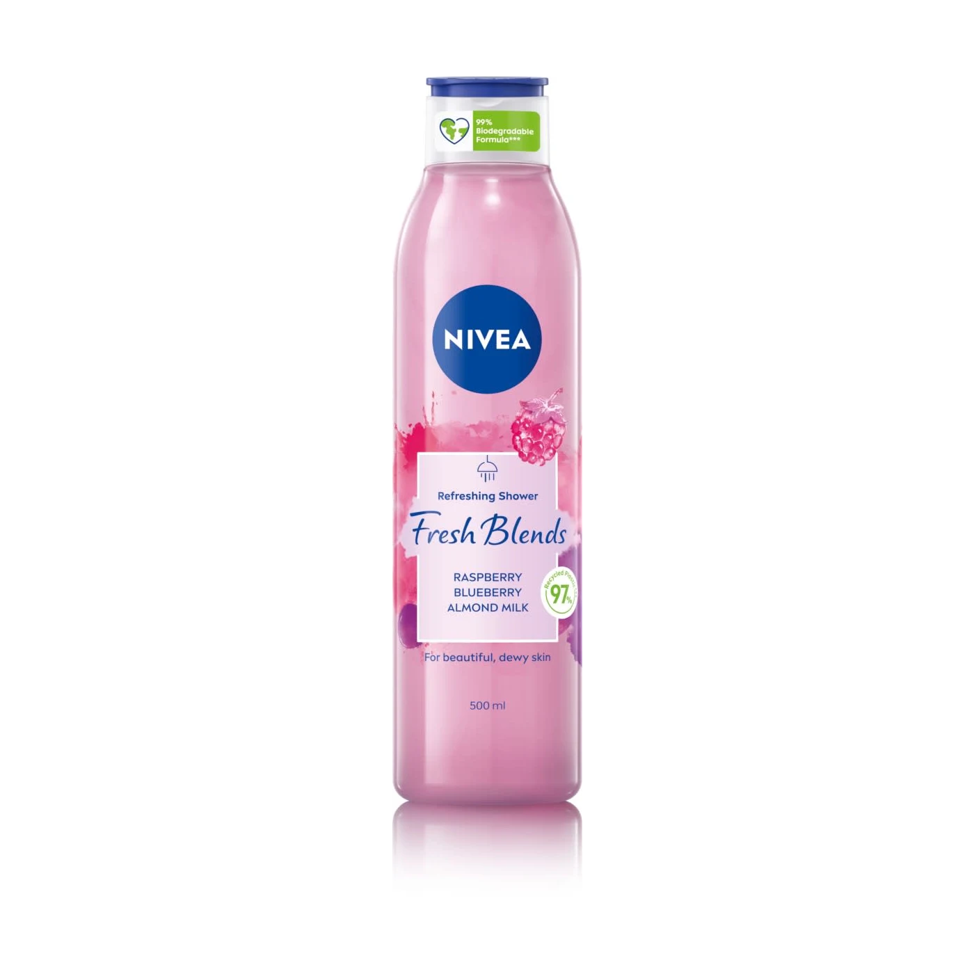 NIVEA FRESH BLENDS 500ML SHOWER GEL RASPBERRY, BLUEBERRY & ALMOND MILK