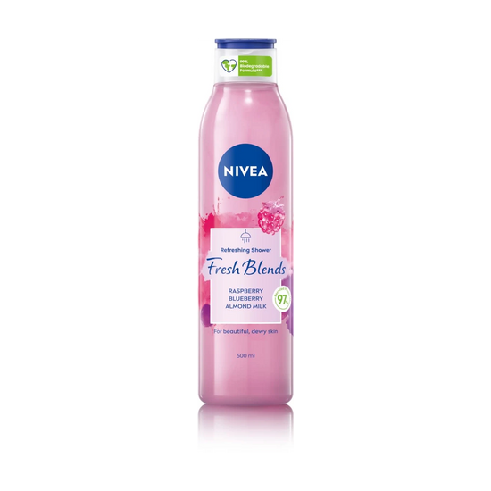 NIVEA FRESH BLENDS 500ML SHOWER GEL RASPBERRY, BLUEBERRY & ALMOND MILK