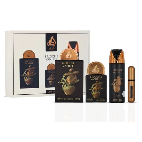Lattafa Pride Brioche Vanille 100ml EDP Spray + 20ml EDP Spray + 200ml Perfumed Spray Gift Set