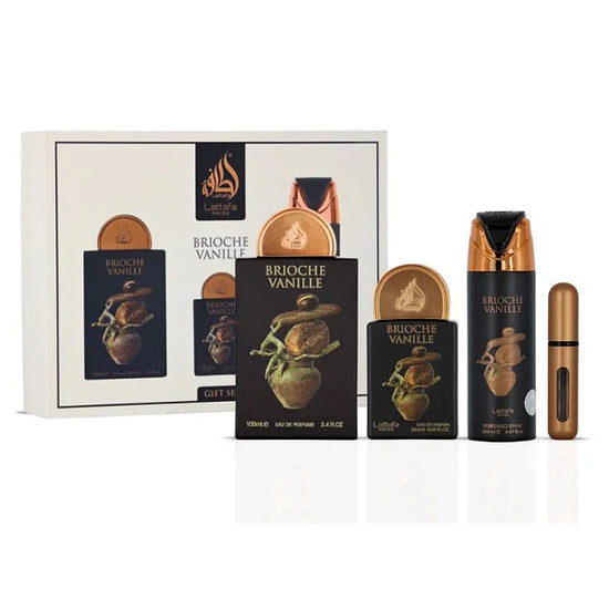 Lattafa Pride Brioche Vanille 100ml EDP Spray + 20ml EDP Spray + 200ml Perfumed Spray Gift Set