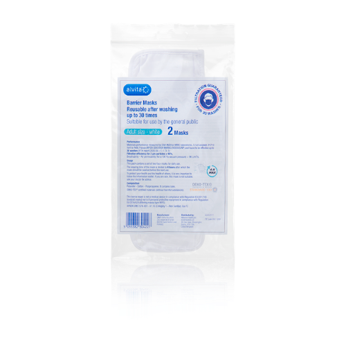 Alvita Barrier Face 2 Masks Adult