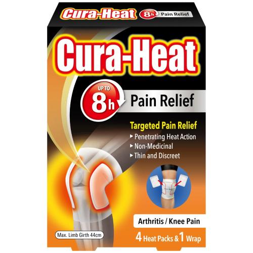 Cura-heat Arthritis For Knee Pain 4 Heat Packs & 1 Wrap