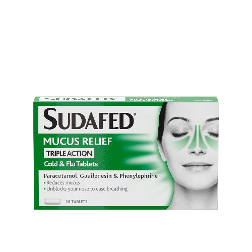 Sudafed  Mucus Relief Triple Action Cold & Flu Tablets 16s