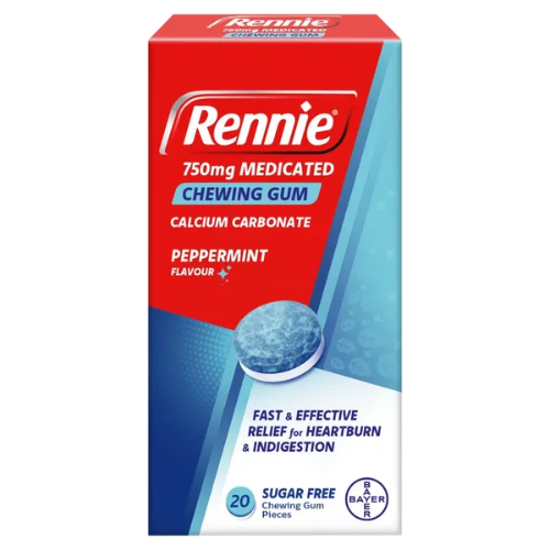 Rennie 750mg medicated Peppermint 20 chewing gum