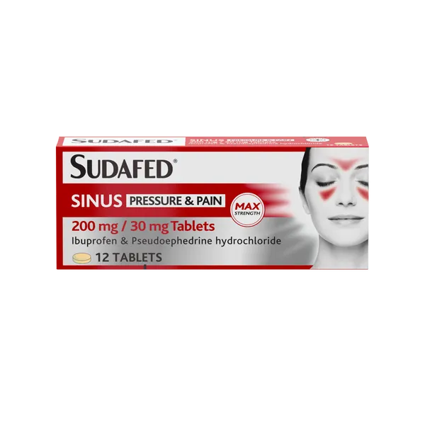 SUDAFED SINUS MAX STRENGTH  12 TABLETS