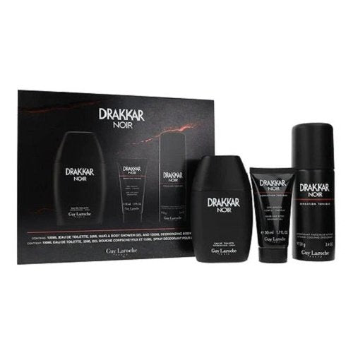 Guy Laroche Drakkar Noir 100ml EDT + 50ml Hair & Body Shower Gel + 150ml Deodorizing Body Spray Gift Set 2023