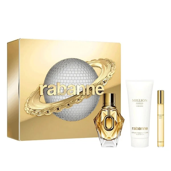 Paco Rabanne Million Gold For Her 50ml EDP Spray + 10ml EDP + 100ml Body Lotion Gift Set
