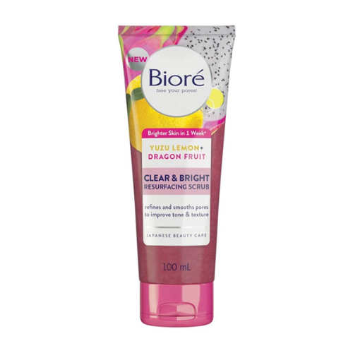 Biore Clear & Bright Yuzu Lemon + Dragon Fruit Scrub 100ml