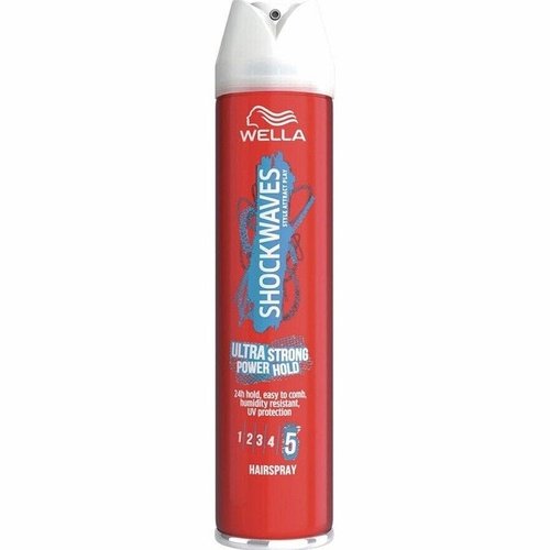 Wella Shockwaves Ultra Strong Power Hold Hairspray 250ml 24H Hold Easy To Comb.