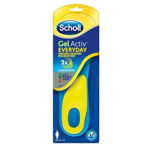 SCHOLL GEL ACTIV EVERYDAY COMFORT INSOLES PAIR WOMEN 3.5-7.5