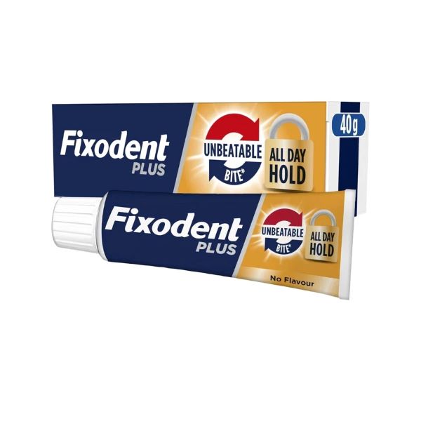 Fixodent Plus Unbeatable Bite Denture Adhesive, Flavour Free 40g